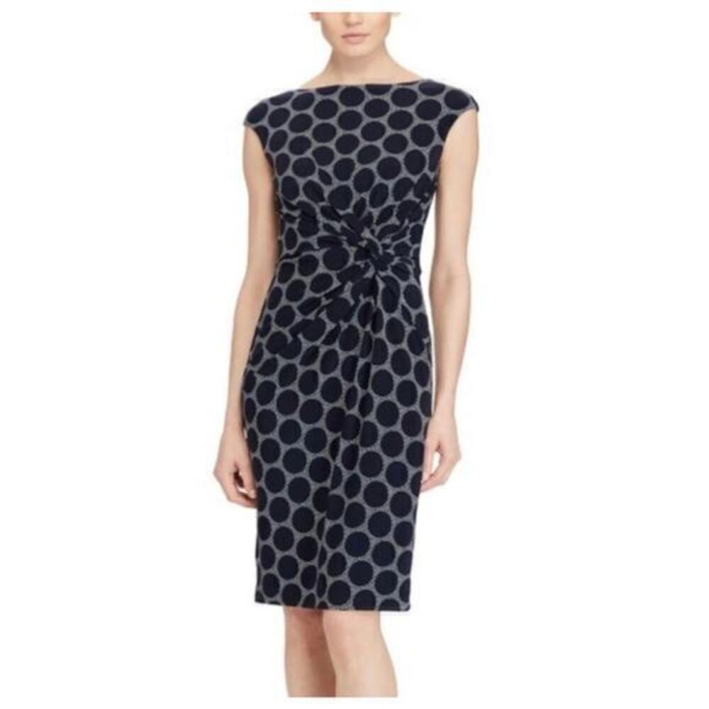 Lauren Ralph Lauren Sleeveless Twist Waist Circle Print Jersey Dress Size 14